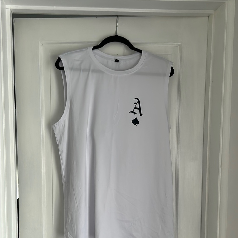 SHEIN White Tank Top with Black Logo